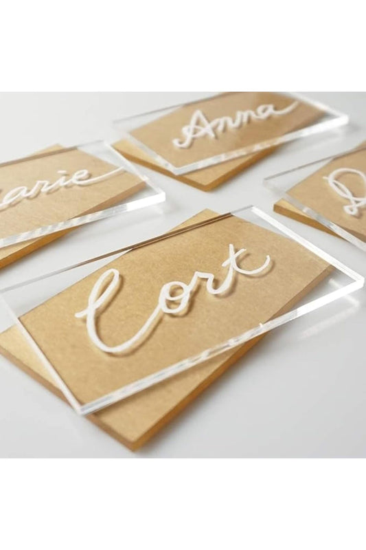 25 Pcs Clear Acrylic Place Cards - Blank Rectangle Wedding Name Cards