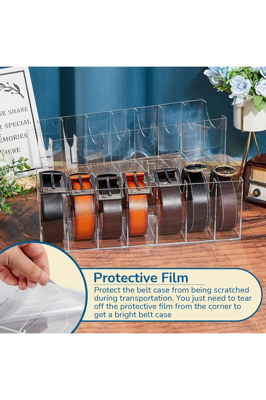 Acrylic Belt Organizer – Transparent Multi-Slot Belt Storage Rack for Closet & Wardrobe