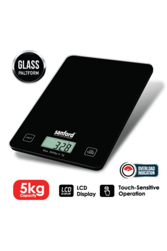 Digital Kitchen Scale – 5kg/1g Precision with Tempered Glass Platform & Touch Controls