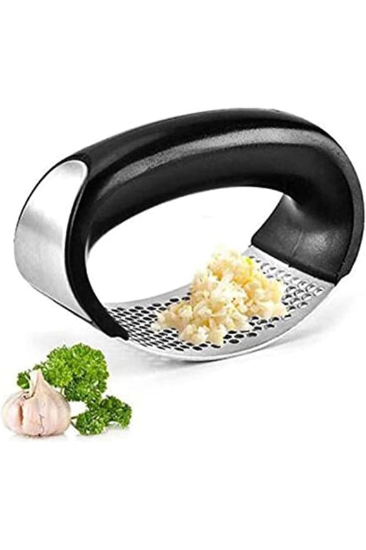 Stainless Steel Garlic Press Rocker - Garlic Crusher, Peeler & Chopper