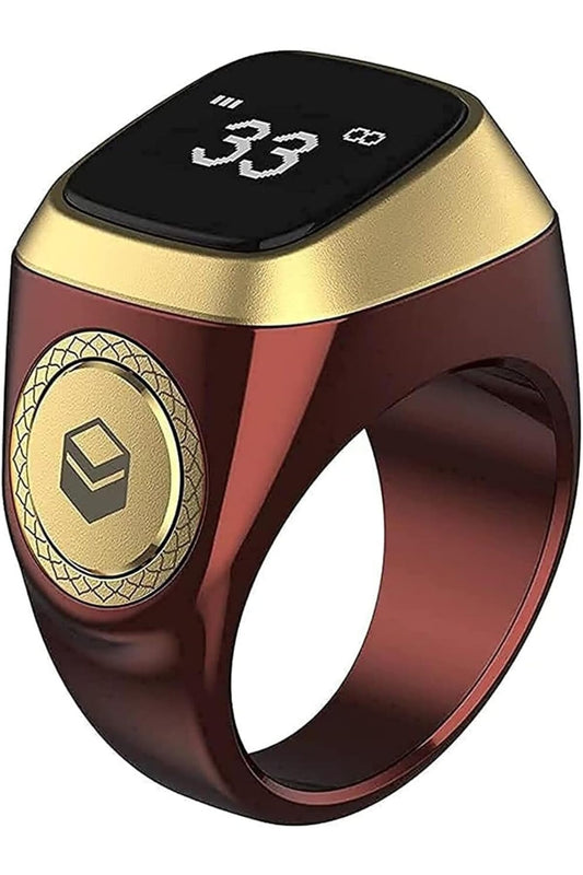 Smart Tasbih Zikr Ring E01, Muslim Prayer Reminder (Brown, 18mm)