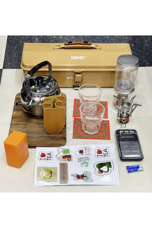 Foldable 14-in-1 Compact Tea Kit with Kettle, Cups & Accessories – Travel & Home Use