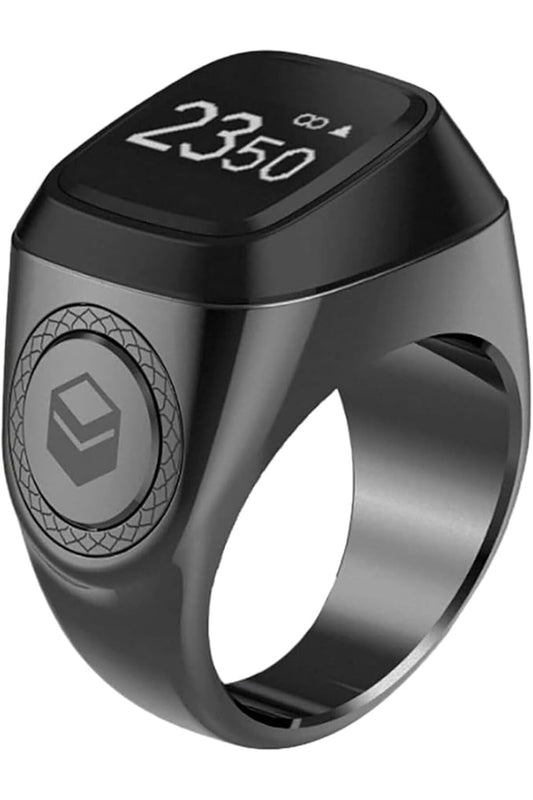 Metal Alloy M02/M02 Pro Smart Zikr Ring Counter with Charging Case (M02Pro, Space Gray, 22mm)