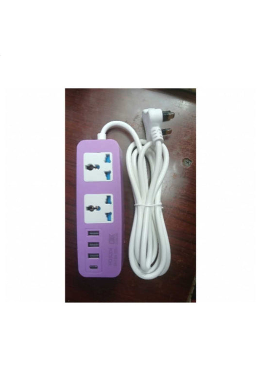Dual-Socket Universal Power Hub – Portable Charging Station with 4 High-Speed USB Ports