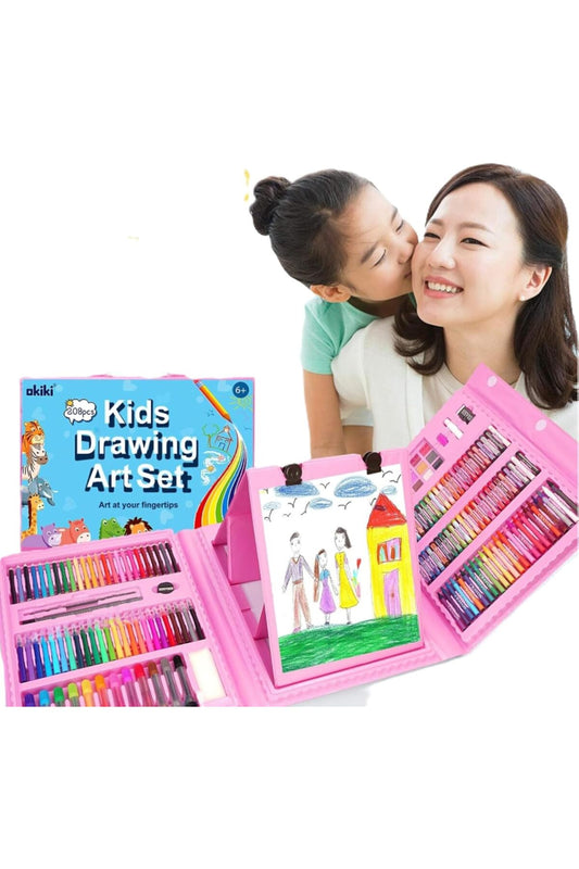 208 Piece Art Supplies Drawing Art Kit for Kids, Art Set Case (Blue )