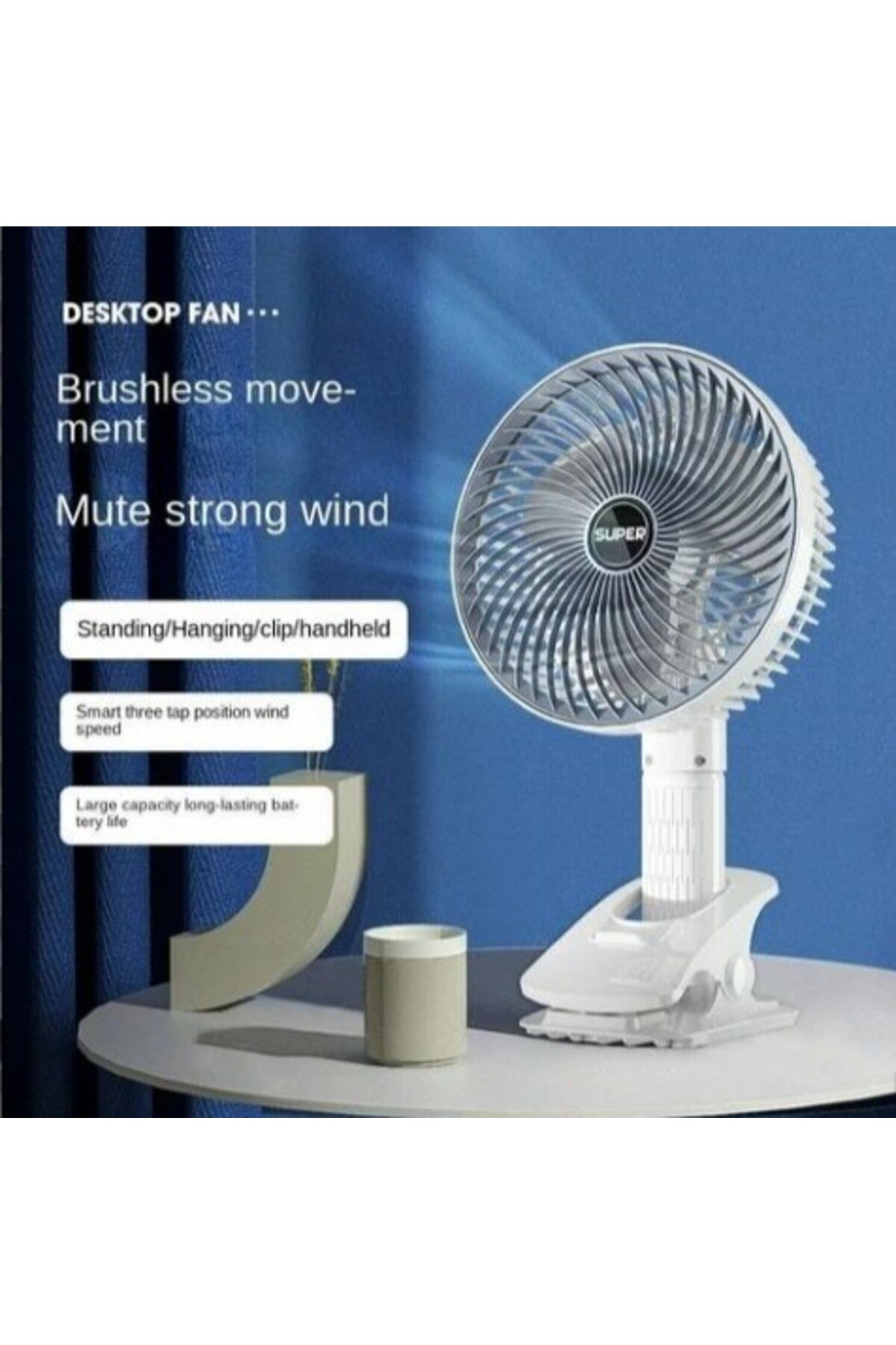 Compact Portable USB Desktop Fan – 3-Speed Quiet Cooling