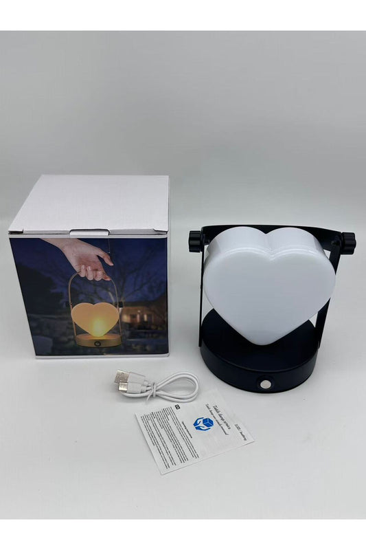 Heart Shape LED Night Table Lamp with USB Rechargeable Base & Adjustable Stand