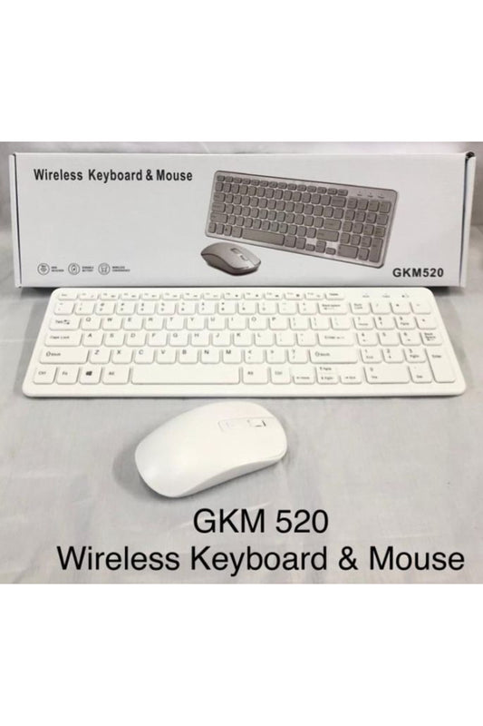 GKM 520 Wireless Keyboard and Mouse Combo 2.4GHz USB Silent Ergonomic Set for PC & Laptop
