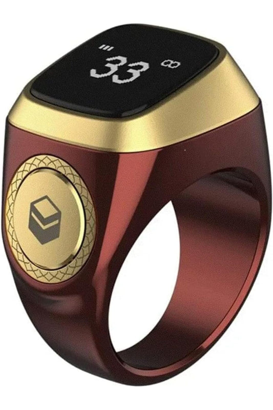 Smart Tasbih Zikr Ring E01, Muslim Prayer Reminder, OLED Counter (Brown, 20mm)