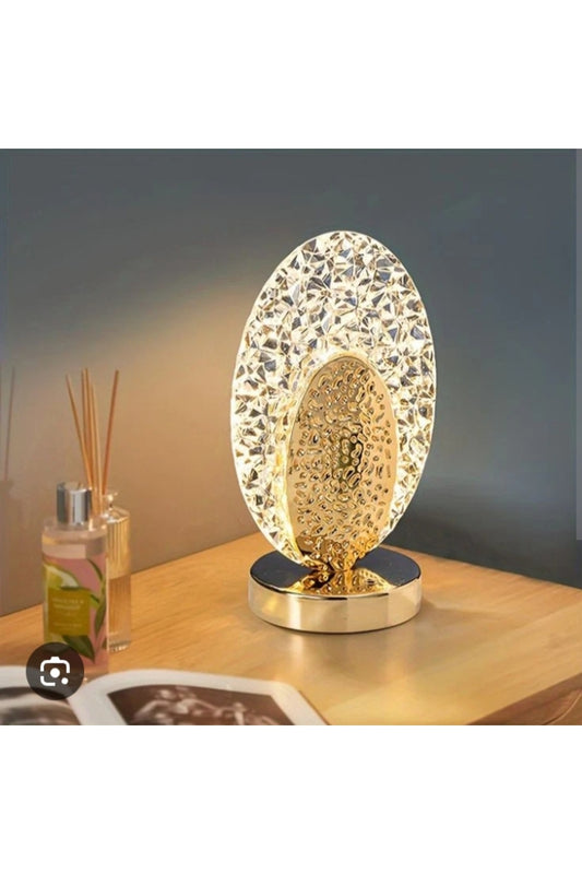 Modern Oval Crystal Table Lamp – 3 Light Modes (Cold, Natural, Warm)