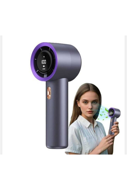 Portable Handheld Turbo Fan – High-Velocity Cooling with 1-100 Speed Digital Display