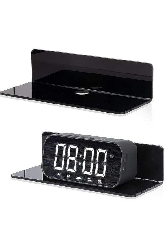 Acrylic Floating Wall Shelves Set of 2,4,8 - Clear, Black, White (4, BLACK)