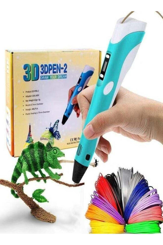 3D Printing Pen Multicolour with LCD Display – Compatible with 1.75mm PLA/ABS Filament – USB Pow