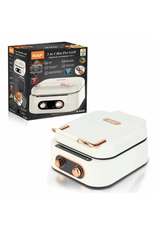 3-in-1 Electric Hot Pot and Indoor Grill – 1800W Dual Control Social Cooker