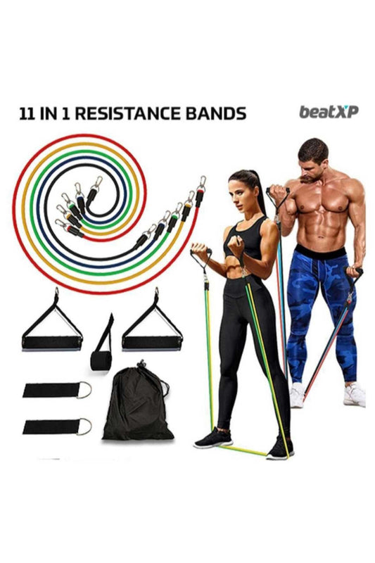 11-Piece Professional Resistance Tube Set – 100lb Stackable Home Gym Kit