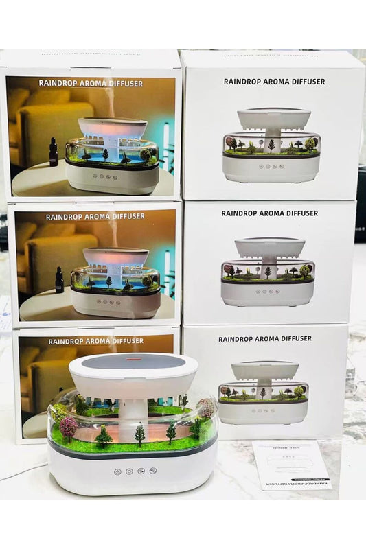 Raindrop Aroma Diffuser & Humidifier | Ultrasonic Essential Oil Diffuser with LED Light