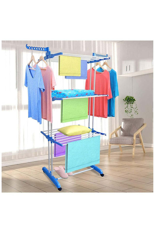 3-Layer Clothes Drying Rack – Stainless Steel, Adjustable Freestanding Foldable & Mul