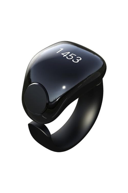 ITasbih-Faith Smart Ring (5-in-1) - OLED, App Support, Magnetic Charging, Waterproof Zikr C