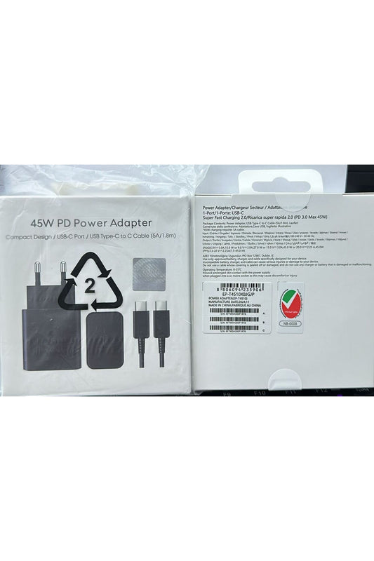 45W USB-C PD Power Adapter - Super Fast Charging 2.0 with 1.8m 5A Cable