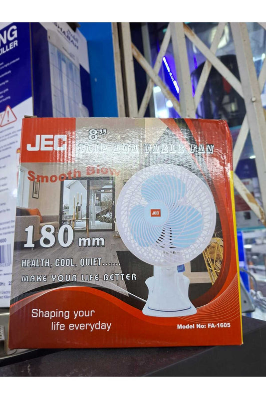 JEC 8-Inch Clip & Table Fan 180mm Portable Cooling Fan Model FA-1605
