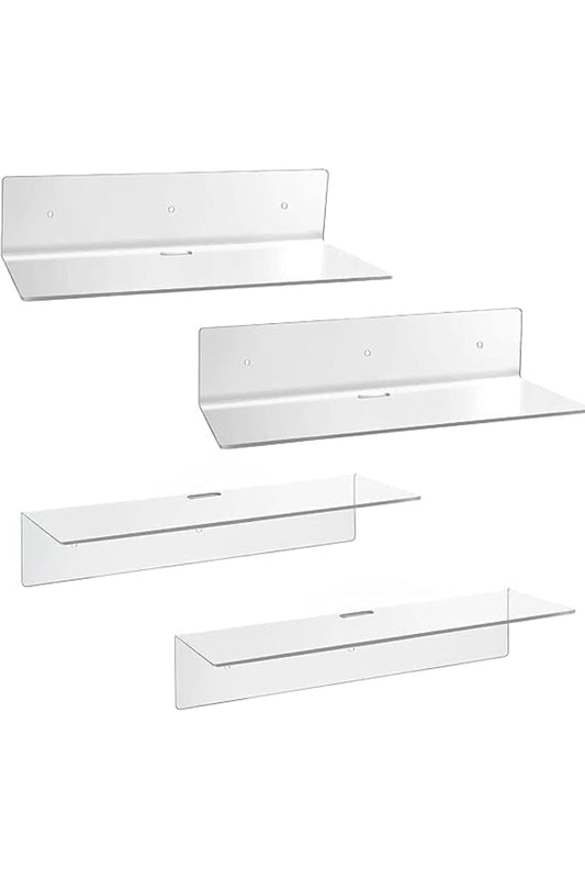 Acrylic Floating Wall Shelves Set of 8 - Clear (Generic)