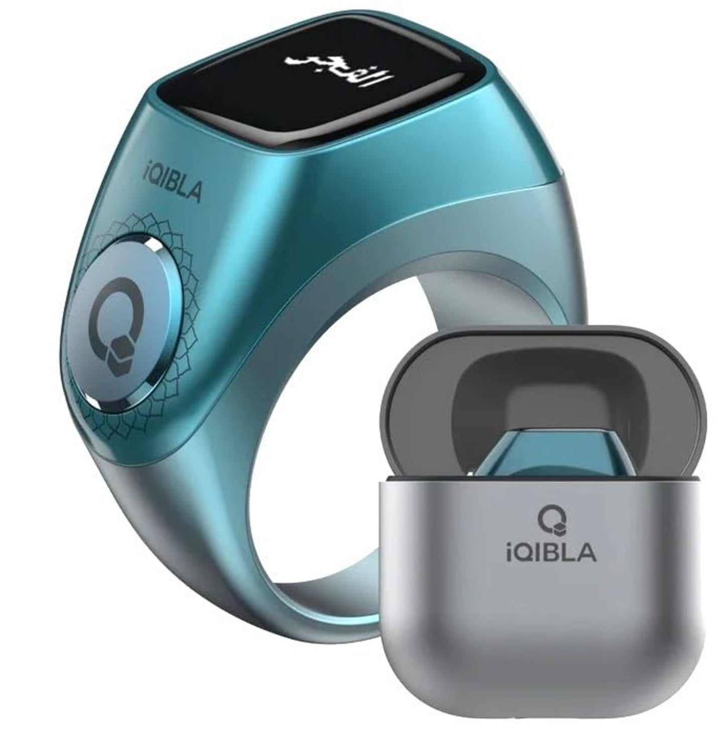 Qibla Zikr Ring Flex – Waterproof Smart Tasbih Counter with OLED Display & Portable Charging Case