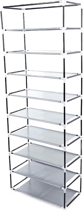 9‑Tier Shoe Rack with Cover – Foldable Shoe Organizer for 25 Pairs, Dustproof Storage Cabinet (157 × 59 × 28 cm)