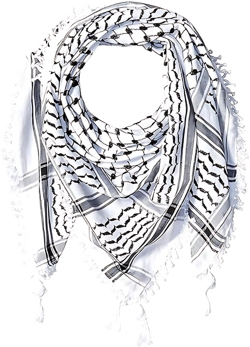 Classic Palestinian Keffiyeh Scarf – Black & White Arabic Shemagh with Tassels