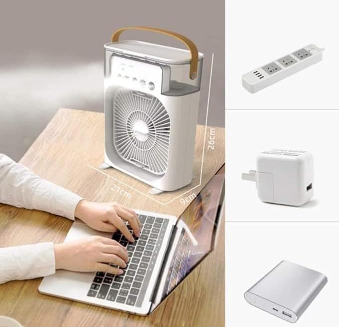Portable Mini Air Conditioner Fan – USB Personal Air Cooler with 3 Speeds, 700 ml Water Tank, 7‑Color LED & 2–10H Timer for Room/Office/Camping