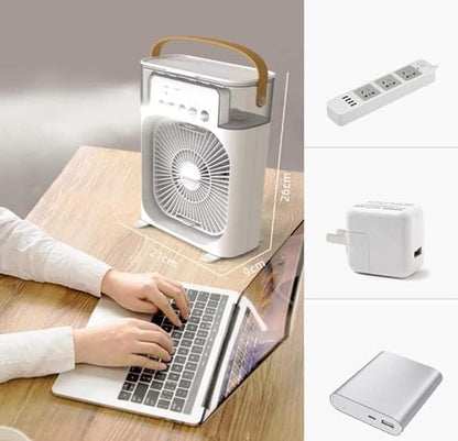Portable Mini Air Conditioner Fan – USB Personal Air Cooler with 3 Speeds, 700 ml Water Tank, 7‑Color LED & 2–10H Timer for Room/Office/Camping
