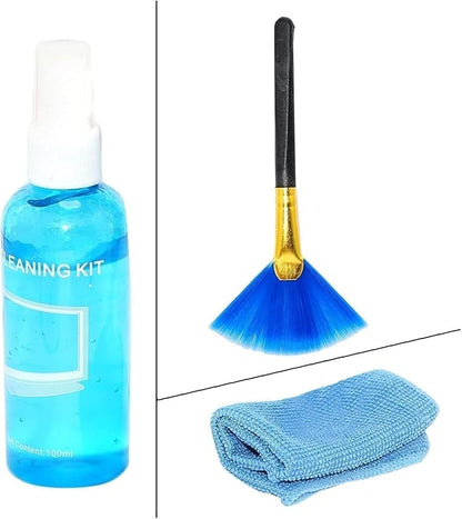 LCD Screen Cleaning Kit – 1‑Piece Set with Cleaning Liquid, Microfiber Cloth & Brush for All Devices