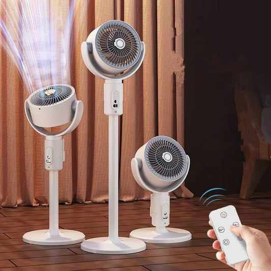 Smart Air Circulation Pedestal Fan – 3-in-1 Adjustable Height Floor & Desk Fan with Remote Control & 90° Automatic Oscillation