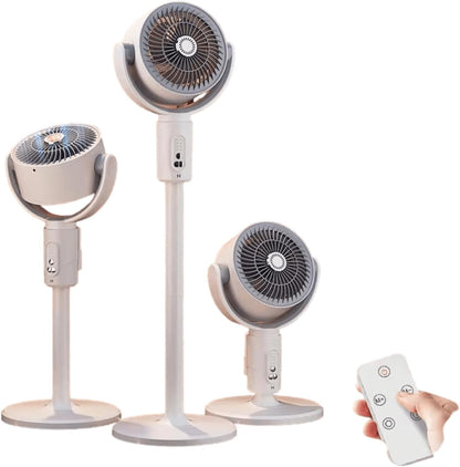Smart Air Circulation Pedestal Fan – 3-in-1 Adjustable Height Floor & Desk Fan with Remote Control & 90° Automatic Oscillation