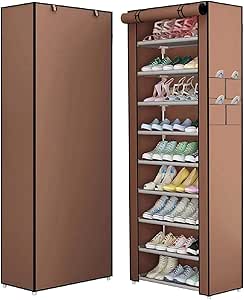 9‑Tier Shoe Rack with Cover – Foldable Shoe Organizer for 25 Pairs, Dustproof Storage Cabinet (157 × 59 × 28 cm)