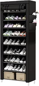 9‑Tier Shoe Rack with Cover – Foldable Shoe Organizer for 25 Pairs, Dustproof Storage Cabinet (157 × 59 × 28 cm)