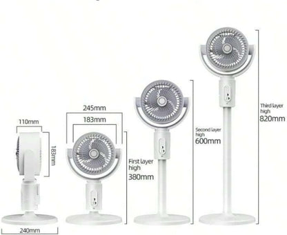 Smart Air Circulation Pedestal Fan – 3-in-1 Adjustable Height Floor & Desk Fan with Remote Control & 90° Automatic Oscillation