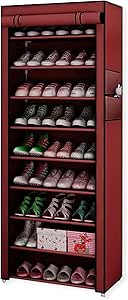 9‑Tier Shoe Rack with Cover – Foldable Shoe Organizer for 25 Pairs, Dustproof Storage Cabinet (157 × 59 × 28 cm)