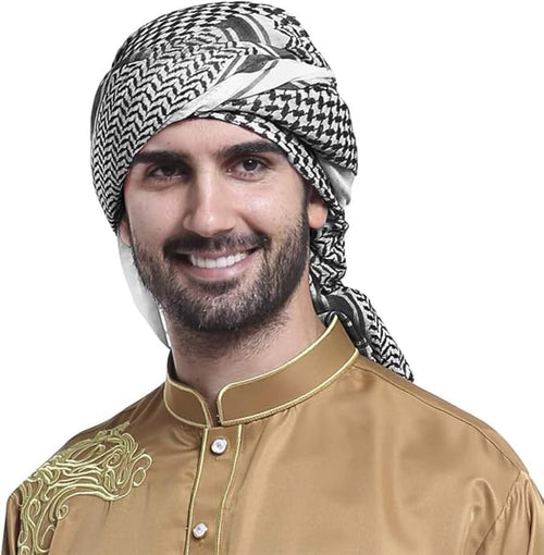Stylish Arab Shemagh Headscarf for Men Muslims Lightweight Arabian Headwrap Scarf Breathable Head Scarf