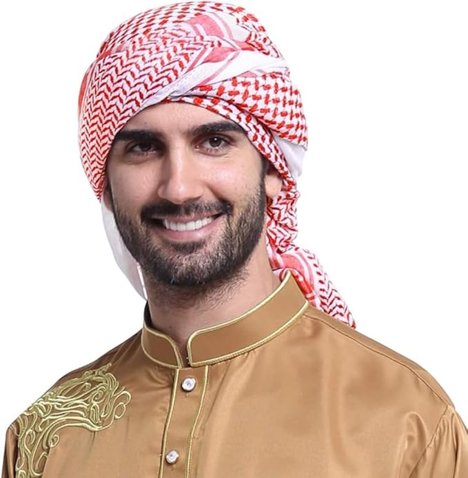 Stylish Arab Shemagh Headscarf for Men Muslims Lightweight Arabian Headwrap Scarf Breathable Head Scarf