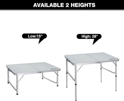 Foldable Aluminum Camping Table – Adjustable Height, Lightweight Portable Picnic & BBQ Table (90 x 60 cm)