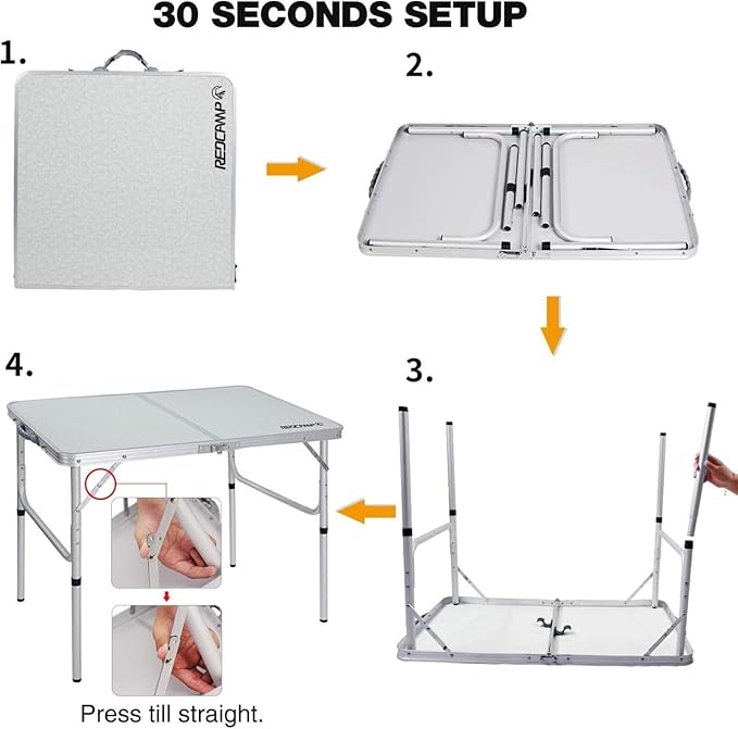 Foldable Aluminum Camping Table – Adjustable Height, Lightweight Portable Picnic & BBQ Table (90 x 60 cm)