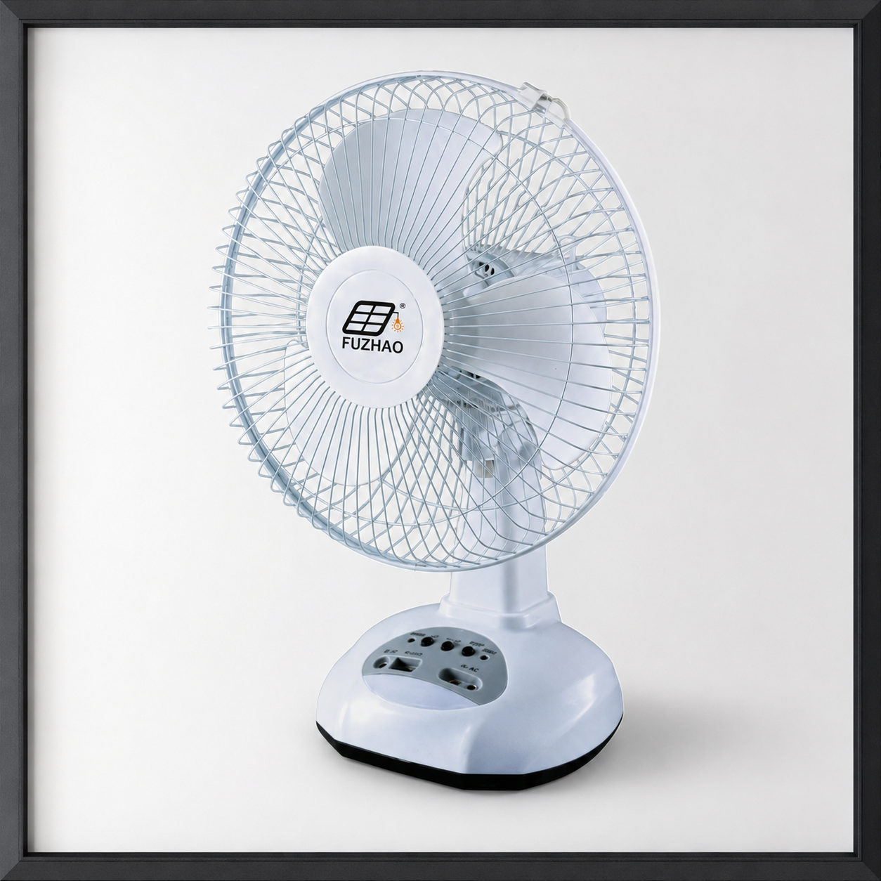 FUZHAO CC312 Rechargeable AC/DC Fan with Solar Panel & LED Bulbs | Portable Emergency Cooling Fan