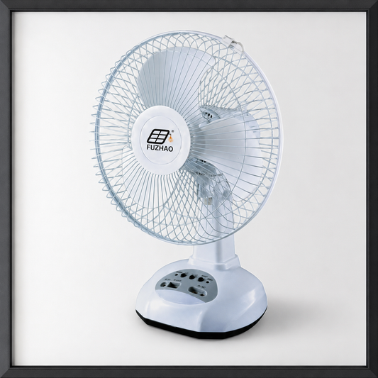FUZHAO CC312 Rechargeable AC/DC Fan with Solar Panel & LED Bulbs | Portable Emergency Cooling Fan