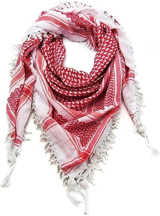 Palestine Red Shemagh Headscarf – Traditional Arabic Desert Scarf for Men, 100% Cotton Keffiyeh (Red)