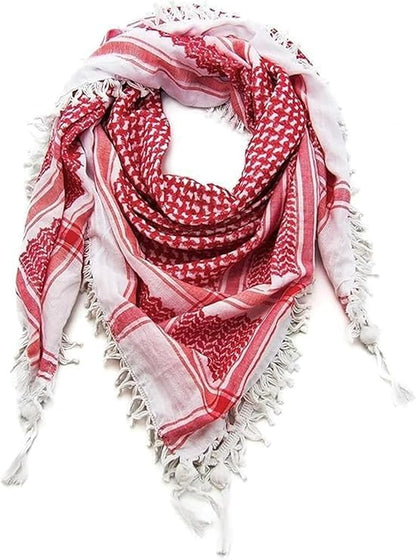 Palestine Red Shemagh Headscarf – Traditional Arabic Desert Scarf for Men, 100% Cotton Keffiyeh (Red)
