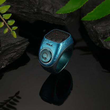 Qibla Zikr Ring Flex – Waterproof Smart Tasbih Counter with OLED Display & Portable Charging Case