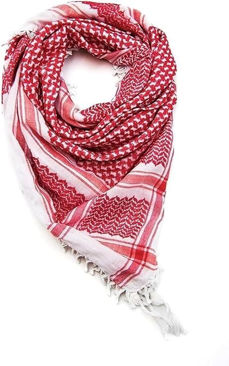 Palestine Red Shemagh Headscarf – Traditional Arabic Desert Scarf for Men, 100% Cotton Keffiyeh (Red)