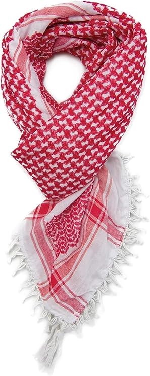 Palestine Red Shemagh Headscarf – Traditional Arabic Desert Scarf for Men, 100% Cotton Keffiyeh (Red)