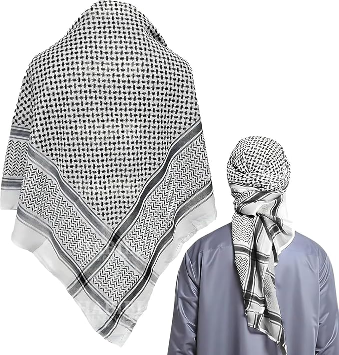Stylish Arab Shemagh Headscarf for Men Muslims Lightweight Arabian Headwrap Scarf Breathable Head Scarf