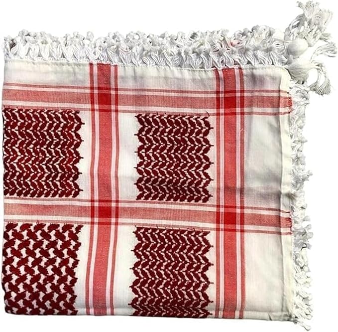Palestine Red Shemagh Headscarf – Traditional Arabic Desert Scarf for Men, 100% Cotton Keffiyeh (Red)